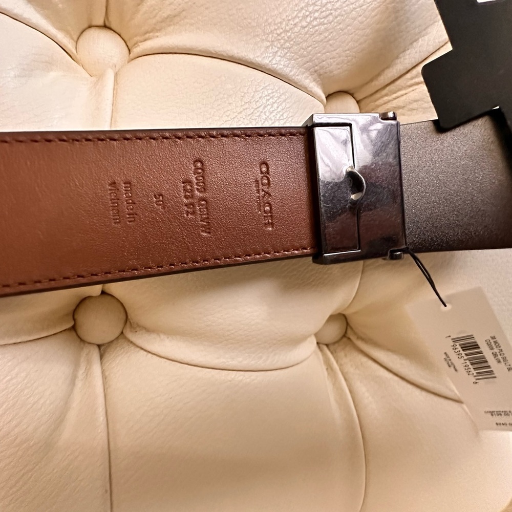 Plaque Buckle Cut To Size Reversible Belt, 38Mod PLQ SIG LT BL CQ009 QBLVW